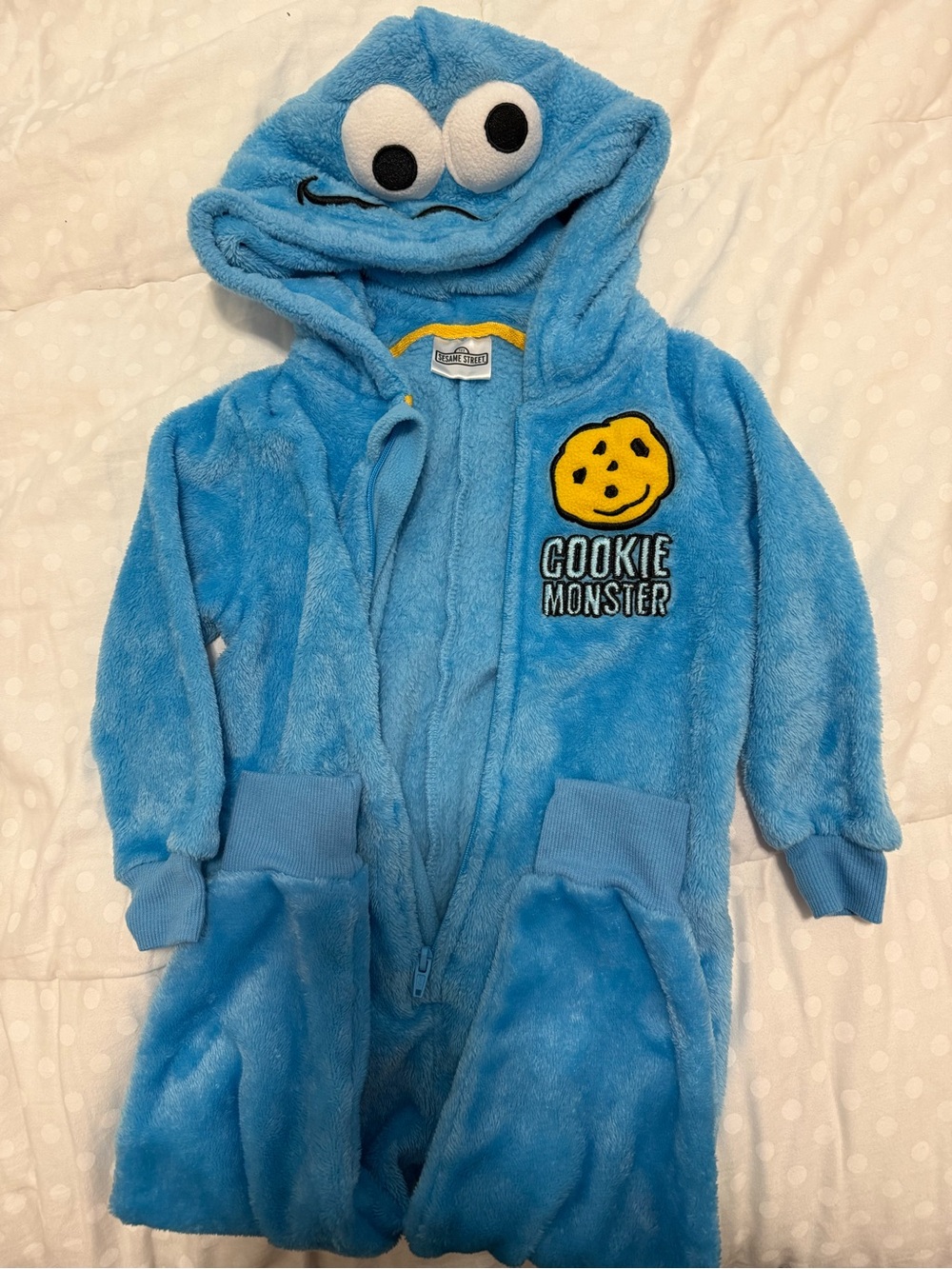 Sesame Street Cookie Monster Blue Hooded Fleece One-Piece